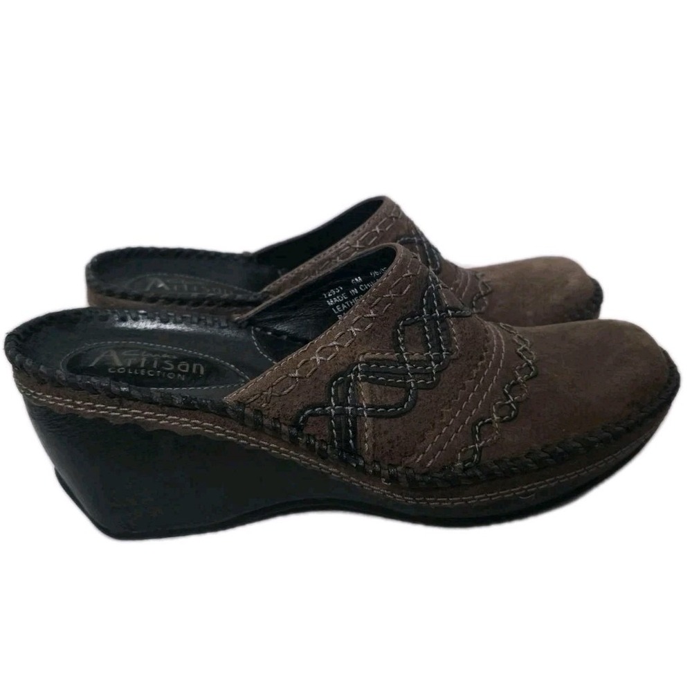 Clarks‎ Artisan Leather Mule Clogs EUC Brown Boho Comfort Shoes Sz 6M 🍂